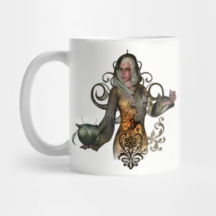 Wonderful steampunk lady with owl Mug